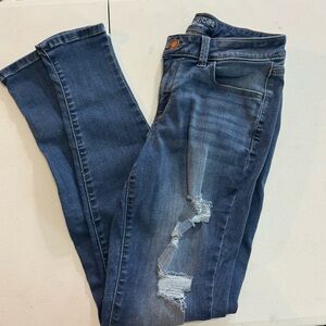 Maurices Dark Blue Ripped Skinny Jeans